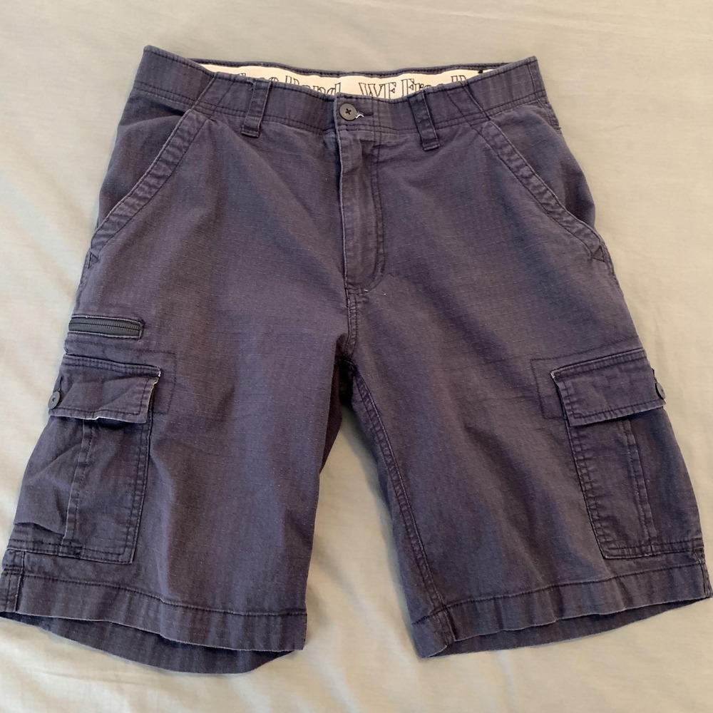 Wearfirst Cargo Shorts Mens 36 Blue Cotton Canvas Utility Pockets‎ Relaxed Fit